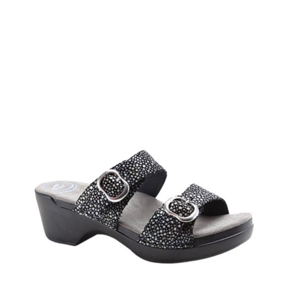 Dansko‎ Sophie Black Shagreen Buckle Slide Sandals